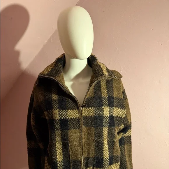 Zara Checkered Wool Jacket in Brown and Black - Picture 2 of 4